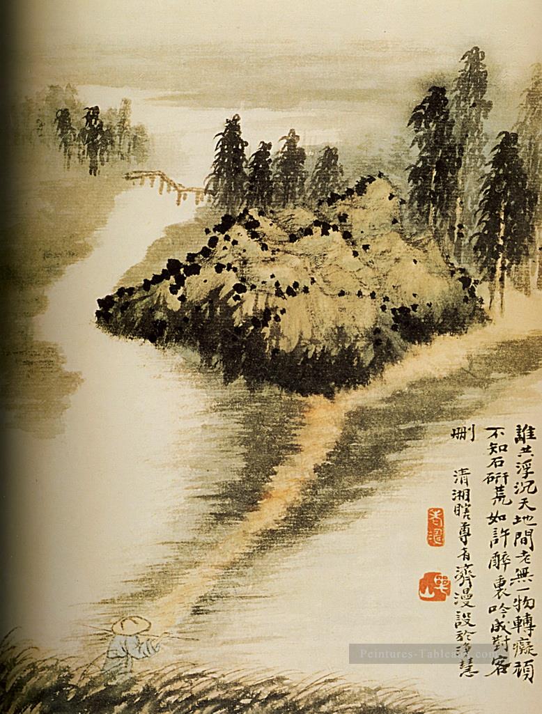 Shitao de l’autre côté de l’eau 1694 Art chinois traditionnel Peintures à l'huile
